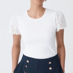 Draper James White Eyelet Sleeve Blouse